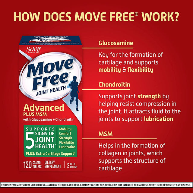 Schiff Move Free Advanced Joint Health with Glucosamine & Chondroitin Tablets, 120 Ct, 2 Pack