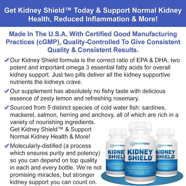 Healthy Kidney Kidney Shield: Kidney Detox Supplement plus Vitamins, Supports Kidney Health, 120 Ct.