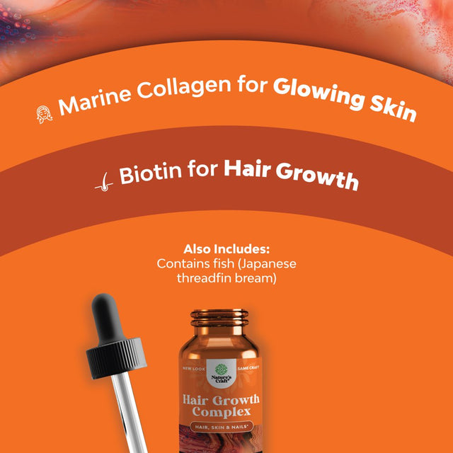 Collagen Biotin Drops for Hair Growth - Liquid Collagen for Women and Men with Biotin 5000Mcg per Serving - Liquid Biotin for Hair Growth with Marine Collagen for Fast Thick Hair Regrowth