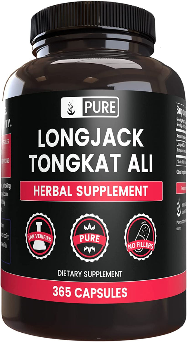 Pure Original Ingredients Longjack (Tongkat Ali) (365 Capsules) No Magnesium or Rice Fillers, Always Pure, Lab Verified