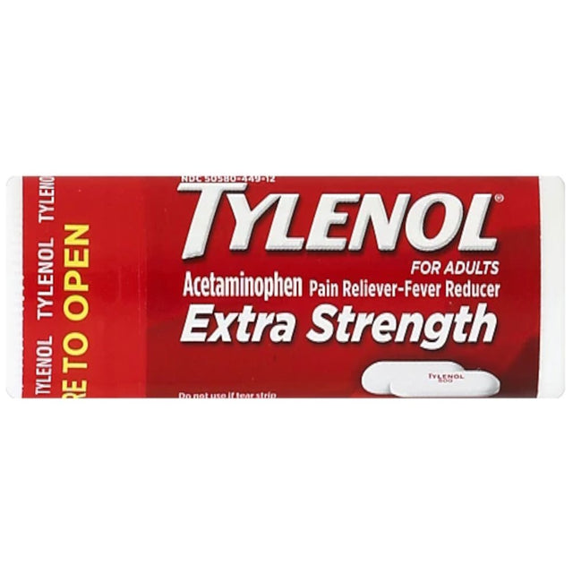 Tylenol Acetaminophen Extra Strength 500Mg 10 Caplet per Vial - Pack of 5 Vials