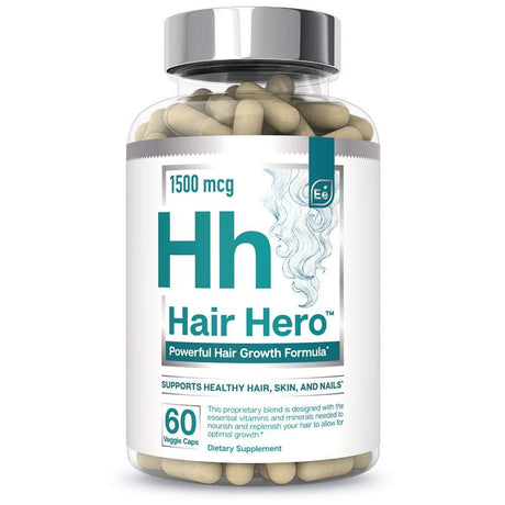 Hair Hero - Powerful Hair Growth Formula - Healthy Hair, Skin, and Nails - 5000 Mcg Biotin | Essential Elements - 30 Day Supply