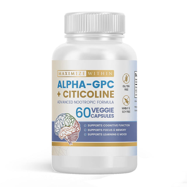 Maximize within Alpha GPC + Citicoline 60 Cap, 1600Mg Concentrated Formula - Supports Memory, Focus, Mood & Energy