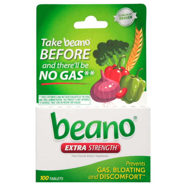 Beano Extra Strength, Gas Prevention & Digestive Enzyme Supplement, 100 Count