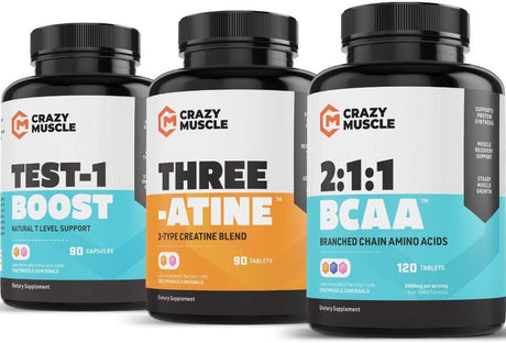 Crazy Muscle Get Bigger with Bcaas, Creatine and Test-1 Boost