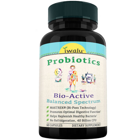 IWALU Probiotics for Women Digestive Health - with Prebiotics, PH Balance Acidophilus Vaginal Health FOS L-Leucine Dr Formulated for Women, Men, Kids, Oral Pre Probiotic Gut Health Supplement 60 Count