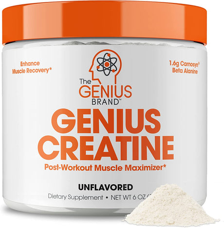 Genius Micronized Creatine Monohydrate Powder, Post Workout Supplement, Unflavored - 100% Naturally Flavored & Sweetened - Supports Muscle Building, Cellular Energy & Cognitive Function – 170G