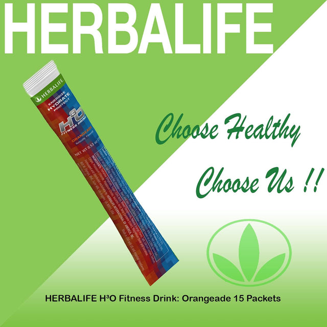 Herbalife H³O Fitness Drink: Orangeade 15 Packets, Carbohydrate Blend for Immediate Energy, Energize, Hydrate, Protect, Naturally Flavored