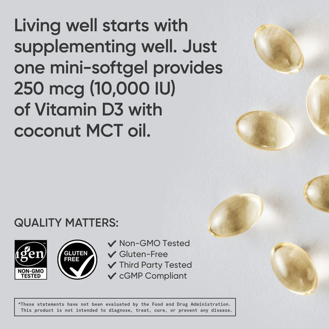 Sports Research Vitamin D3 with Coconut Oil, 10,000 Iu, 120 Softgels