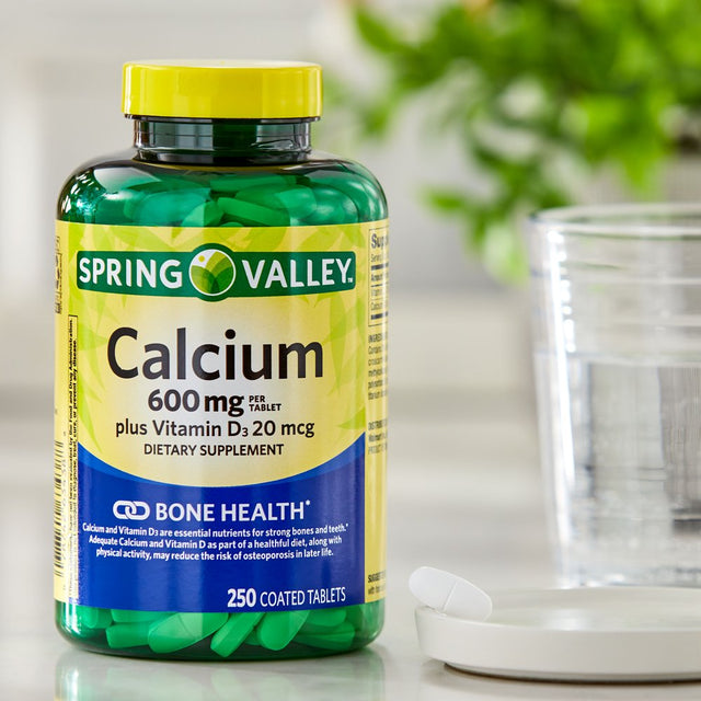 Spring Valley Calcium plus Vitamin D Tablets Dietary Supplement, 600 Mg, 250 Count