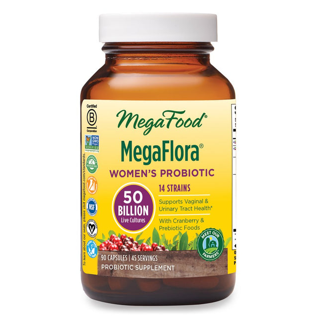 Megafood, Megaflora for Women, Probiotic Supplement with 50 Billion CFU, 45 Servings (90 Capsules)