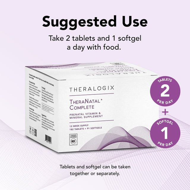 Theralogix Theranatal Complete Prenatal Vitamin Supplement with DHA, 91 Day Supply (Female)