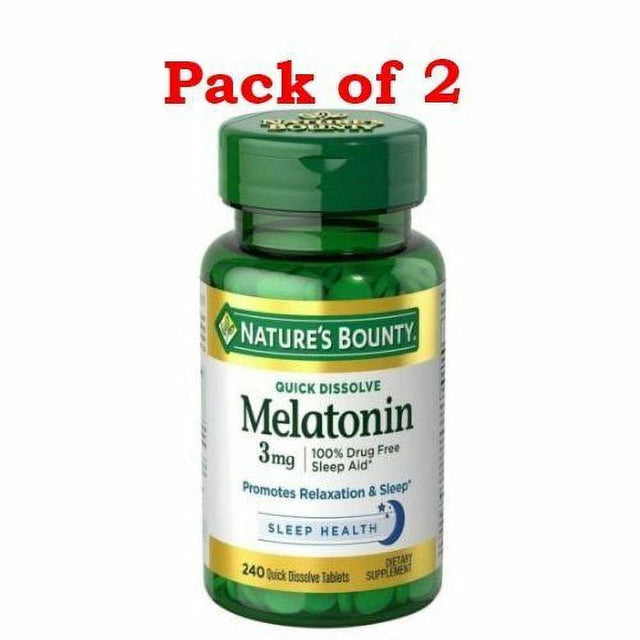 Nature'S Bounty Melatonin 3Mg, 100% Drug Free Sleep Aid, 240 Tabs, 2-Pack