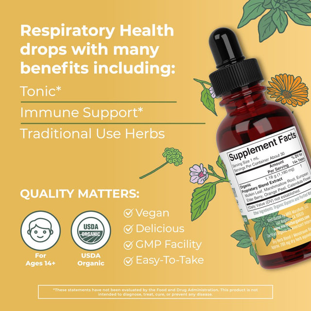 Maryruth'S | USDA Organic Respiratory Health Liquid Drops | Herbal Supplement | Vegan, Non-Gmo | 1 Fl Oz / 30 Ml