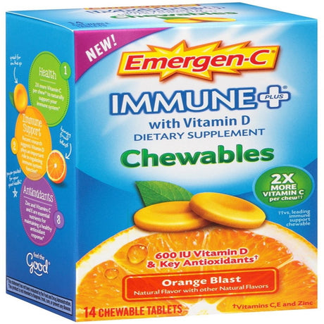 Emergen-C Immune + with Vitamin D Dietary Supplement Chewables Tablets 14 Ea (Pack of 6)