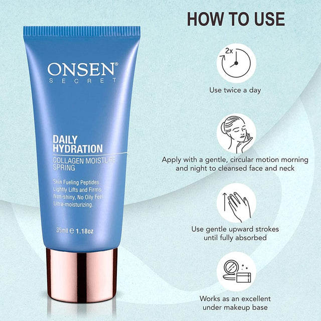 Onsen Secret anti Aging Collagen Cream Organic Daily Hydration Day and Night Cream anti Wrinkle Face Cream Skin Firming Face Moisturizer for Women with Peptides & Vitamin C Made in USA 1.18 Fl Oz