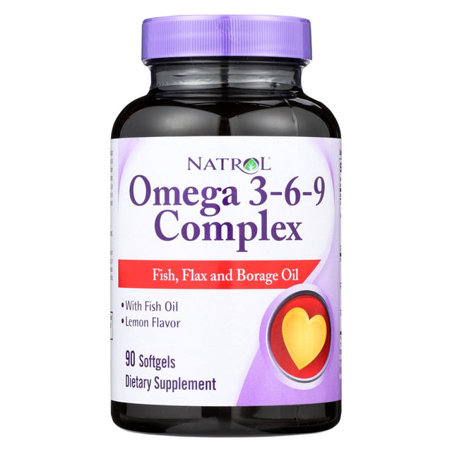 Natrol - Omega 3-6-9 Complex for Heart Health Lemon Flavor 1200 Mg. - 90 Softgels