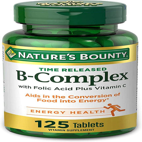 Nature'S Bounty Vitamin B-Complex with Folic Acid plus Vitamin C, Supports Energy Metabolism and Nervous System Health, 125 Count