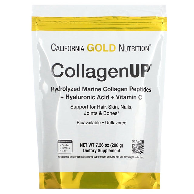 Collagen Peptides Powder with Hyaluronic Acid, Support for Healthy Hair, Skin, Nails, Joints and Bones, Non-Gmo, Gluten and Dairy Free, Unflavored, 7.26 Oz, Fish Sourced