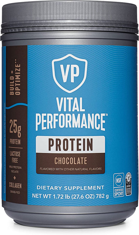 Vital Performance Protein Powder, 25G Lactose-Free Milk Protein Isolate Powder, NSF for Sport Certified, 10G Grass-Fed Collagen Peptides, 8G Eaas, 5G Bcaas, Gluten-Free - Chocolate, 1.72Lb