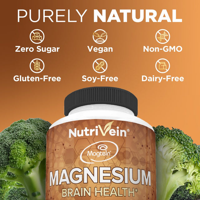 Nutrivein Magnesium L-Threonate (Mgt) - 90 Capsules - Boosts Brain Health, Memory & Focus