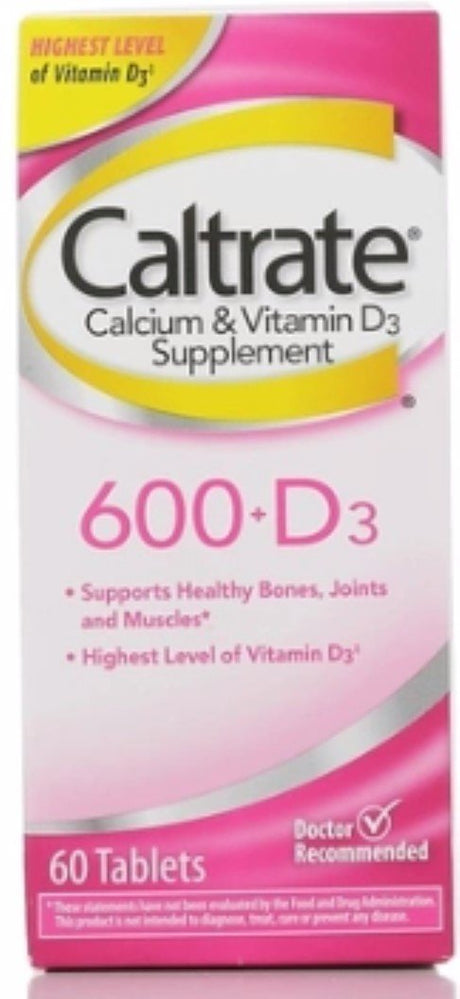 Caltrate 600+D3 Calcium and Vitamin D Supplement Tablets - 60 Count