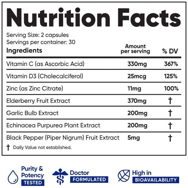 Immuneti - Advanced Immune Defense, 6-In-1 Powerful Blend of Vitamin C, Vitamin D3, Zinc, Elderberries