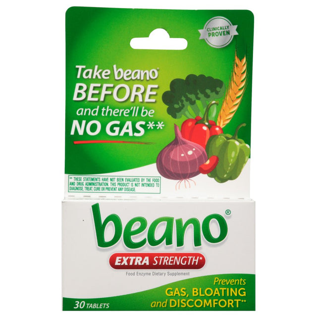 Beano Extra Strength, Gas Prevention & Digestive Enzyme Supplement, 30 Count