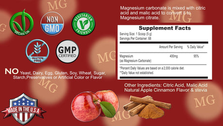 Magnesium Supreme, Natural Apple Cinnamon Flavor 12Oz anti Stress, Leg Cramp/Muscle Relaxation Sleep Spport Made in the USA Peter Gillham'S Life Essentials