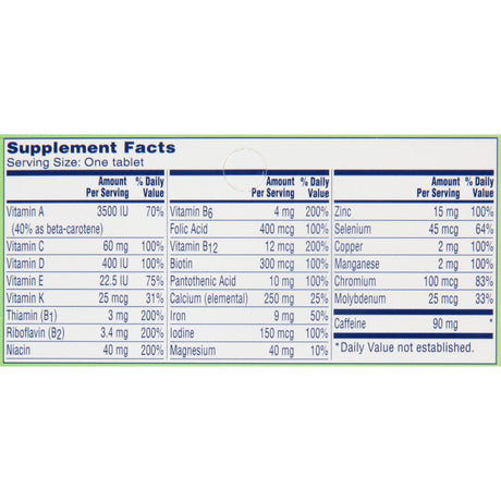 One a Day Energy, Multivitamin Supplement Including Caffeine, Vitamins A, C, E, B1, B2, B6, B12, Calcium and Vitamin D, 50 Ct.