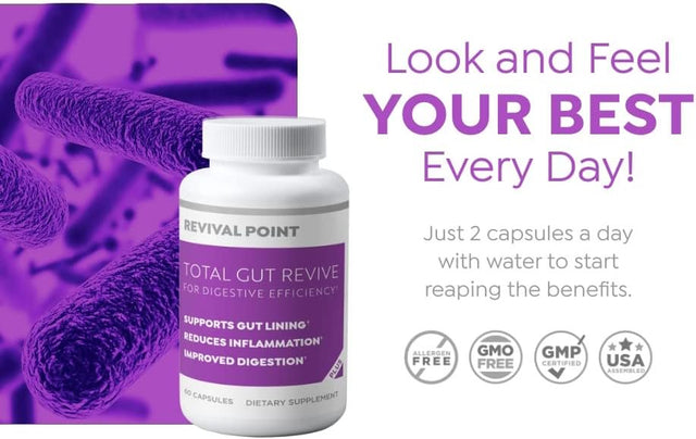 Leaky Gut Repair & Digestive Health Supplement for Women & Men Revival Point 360 Count