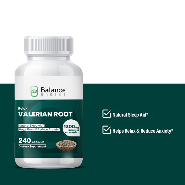 Balance Breens Valerian Root 1300Mg Supplement - 240 Capsules -Natural Sleep Aid