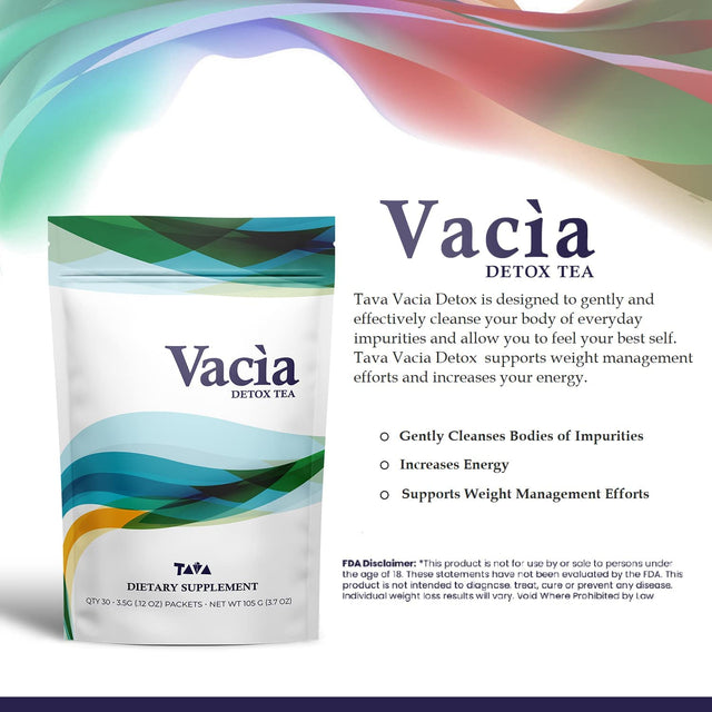 Vacia Detox Tea Supplement, Boosts Energy, Supports Joint Mobility and Immune System, Contains 30 Packets (3.5G per Pack)