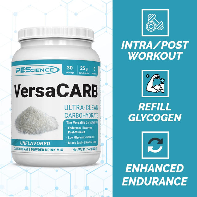 Pescience Versacarb, Carb-10 Intra & Post Workout and Recovery Carb Powder, 30 Serving, Low Glycemic & Gluten Free