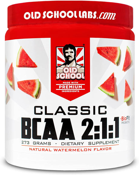 Old School Labs Classic BCAA 2:1:1 - Branched-Chain Amino Acids for Lean Muscle and Recovery with Biofit Probiotics - Natural Watermelon Flavor Makes for a Delicious Drink during Any Activity