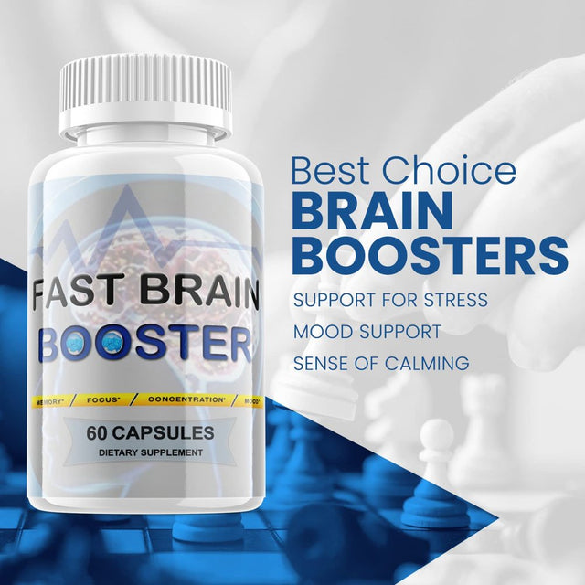 (1 Pack) Fast Brain Booster - Dietary Supplement for Focus, Memory, Clarity, & Energy - Advanced Cognitive Support Formula for Maximum Strength - 60 Capsules