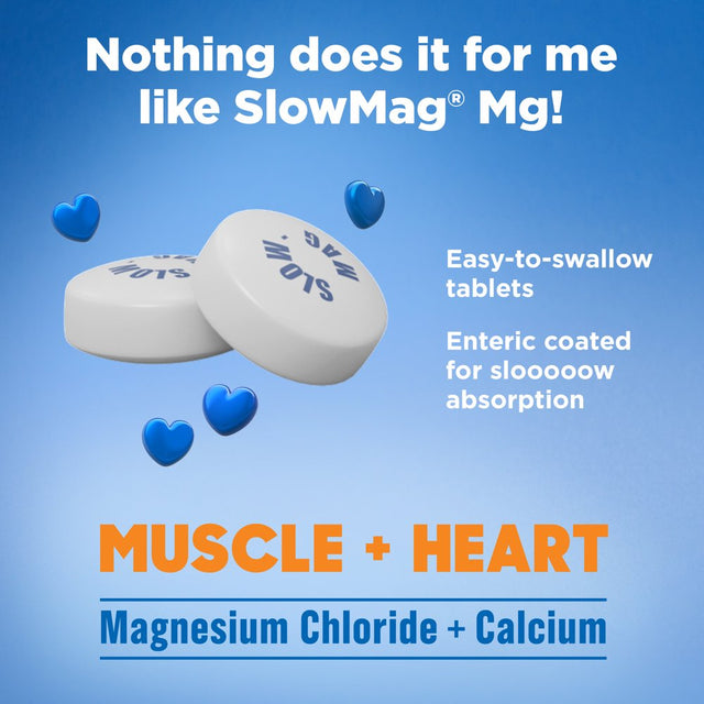 Slowmag® Mg Muscle + Heart Magnesium Chloride Supplement Tablets with Calcium 60Ct