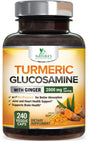 Turmeric Curcumin with Bioperine, Ginger & Glucosamine 95% Curcuminoids 2000Mg - Black Pepper for Max Absorption, Joint Support, Nature'S Tumeric Extract Supplement, Non-Gmo - 240 Capsules