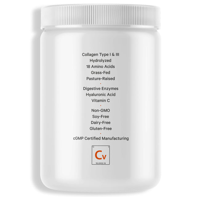 Codeage Collagen Peptides Powder, Type 1 & 3 Grass-Fed Bovine, Vitamin C, Enzymes, Hyaluronic Acid, 9.98 Oz