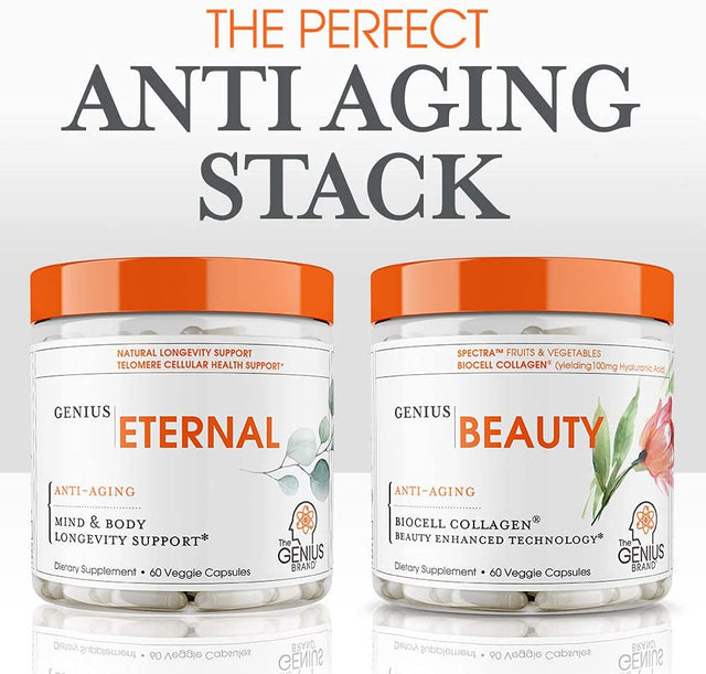 Anti-Aging Dietary Supplement with Collagen Hair, Skin & Nails Support, Genius Beauty by the Genius Brand