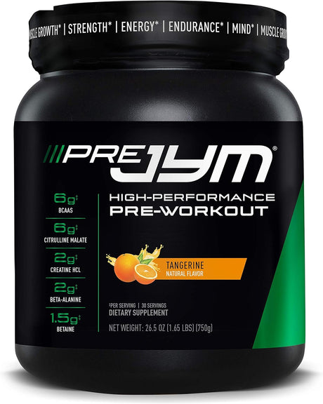 Pre JYM Pre Workout Powder - Bcaas, Creatine HCI, Citrulline Malate, Beta-Alanine, Betaine, and More | JYM Supplement Science | Tangerine Flavor, 30 Servings