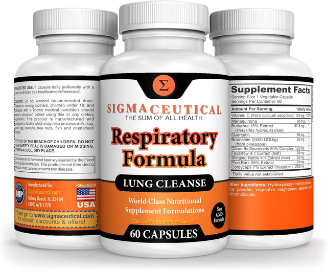 Respiratory Formula - Lung Cleanse for Smokers - Breathe Clear, Healthy & White - Lung Detox for Smokers - Respiratory Supplement for Lung Health - 60 Capsules