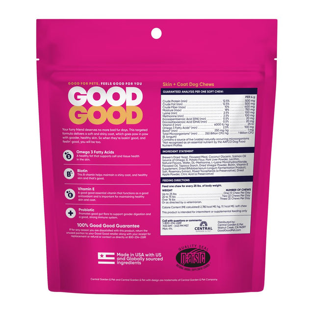 Goodgood Dog Supplement to Support Healthy Dogs, Skin + Coat, 90 Natural Flavor Chews