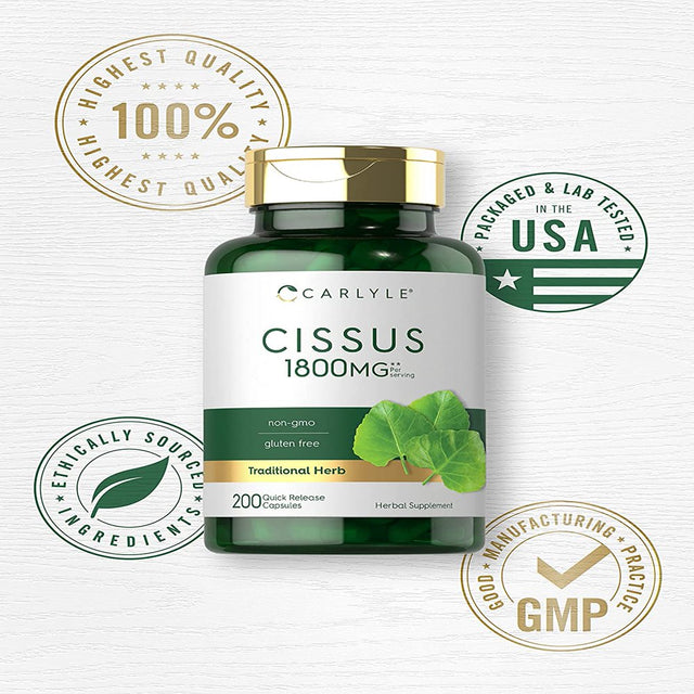 Cissus Quadrangularis Extract | 1800Mg | 200 Capsules | by Carlyle