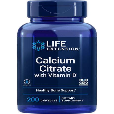 Life Extension Calcium Citrate with Vitamin D - Super Absorbable Calcium for Bone Density & Muscle Function - Gluten-Free, Non-Gmo - 200 Capsules