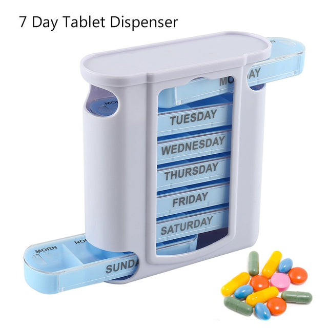 Willstar Stackable Daily Pill Organizer Case Weekly Pill Medicine Reminder Box Folding Sort Pill Box Container with 7 Individual Stacking Cases 4 Times a Day 7 Day Pill Storage Dispenser