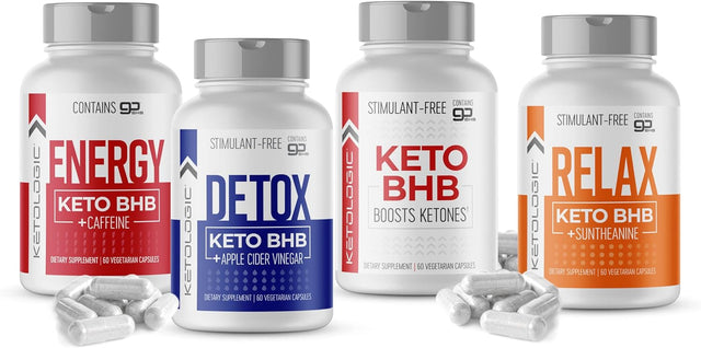 Ketologic Energy Capsules, BHB with Caffeine 60 Capsules - Gluten Free Ketone Supplement, Keto Energy Complex, 30 Servings