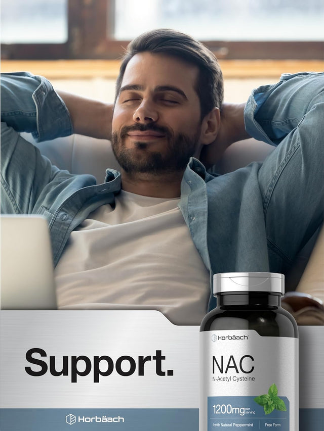 NAC N-Acetyl Cysteine Supplement 1200Mg | 250 Capsules | with Natural Peppermint | Non-Gmo, Gluten Free | by Horbaach