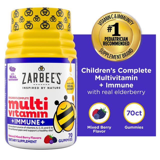 Zarbee'S Kids Complete Multivitamin + Immune Support Gummies, Berry, 70Ct