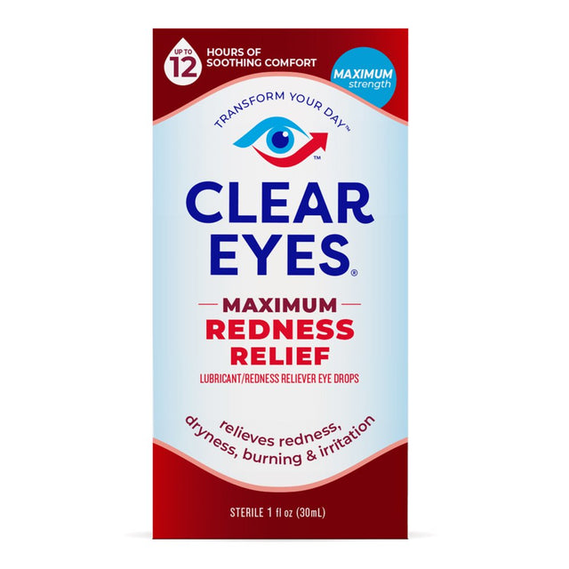 Clear Eyes Maximum Redness Eye Relief Lubricant Eye Drops, 1 Fl Oz